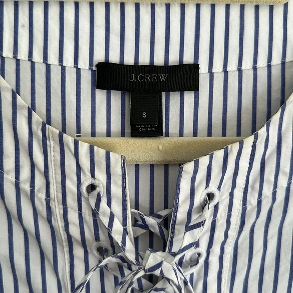 J.CREW Lace Up, Blue Striped Shirt-Dress, Size S - Picture 5 of 7
